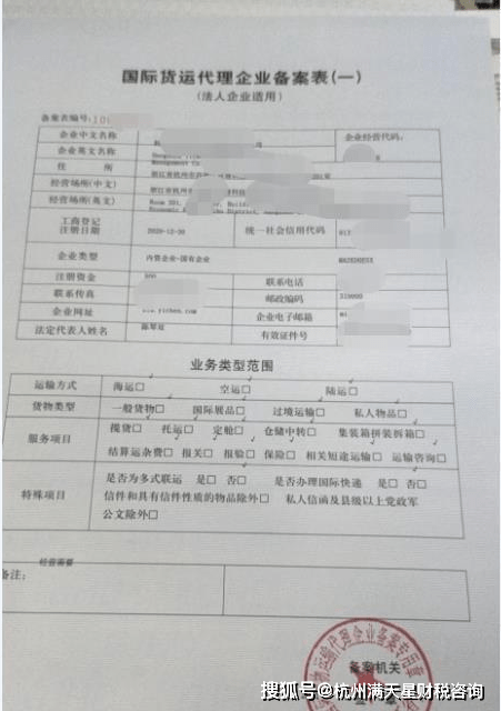 杭州公司国际货运代理企业备案火狐电竞表办理的材料、流程(图1)